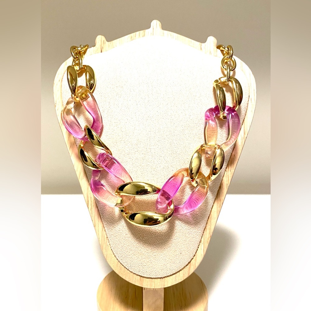 Gold and Pink Ombre Link Necklace